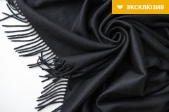 ткань черный кашемир с бахромой (купон 2м) плед кашемир однотонная черная Италия